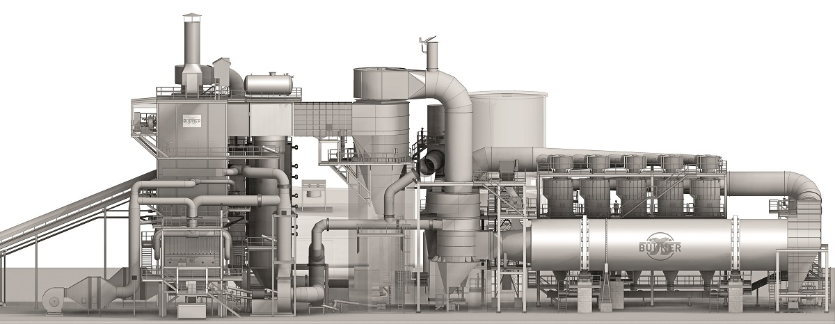 Büttner-Energieanlage mit Trommeltrockner